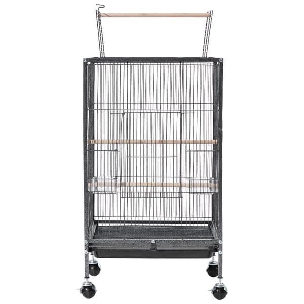 Fågelbur 45x45x76 cm, öppen topp, rullbricka