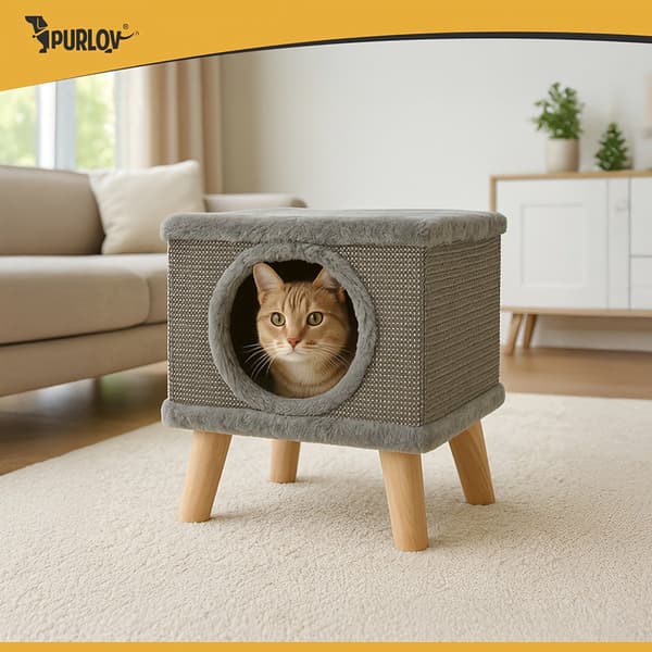 Kradsetræ til katte med seng, sisal, staldben