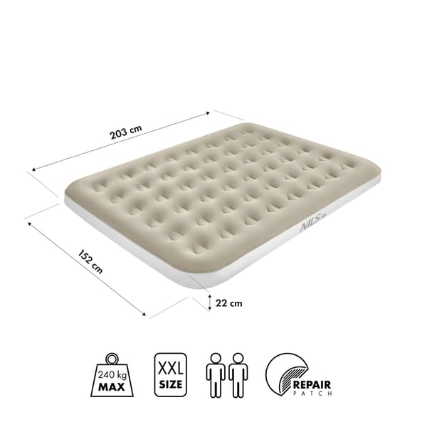 Campingmadras, 203x152x22 cm, Beige