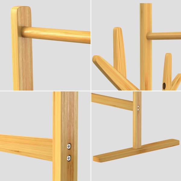 Bambuinen vaateteline ja naulakko, 2-in-1, 163x66x40cm