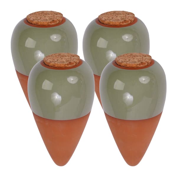Leravattenkottar med lock, 350 ml, ljusgrön, 4-pack