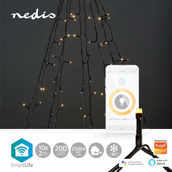 SmartLife Jouluvalot | Puu | Wi-Fi | Lämmin Valkoinen | 200 LED's | 20.0 m | 10 x 2 m | Android™ / IOS