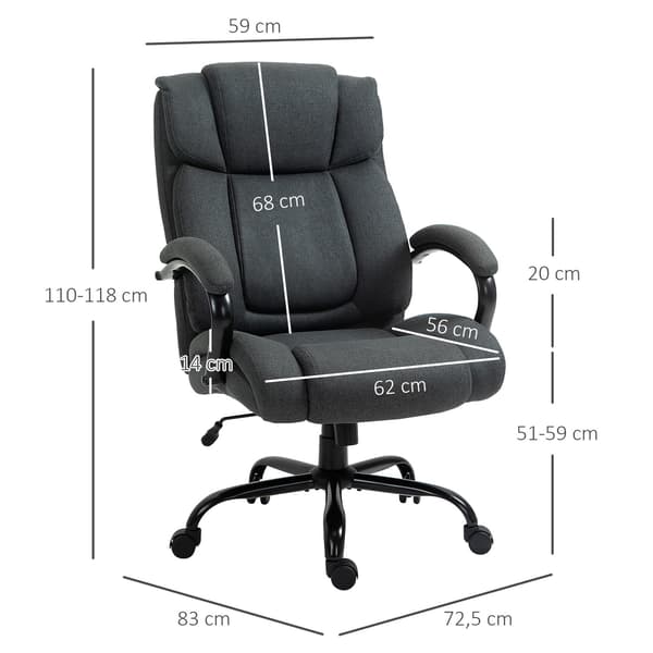 Ergonomisk kontorsstol, vridbar, vadderade armar, 220 kg kapacitet, grå
