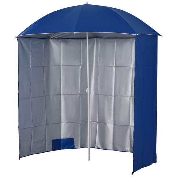 Parasol Strandparaply Med Sidevæg, Polyester, Blå, 2,2Xh2,2M