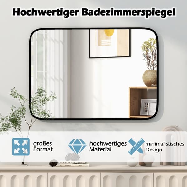Badrumsspegel 70 x 50 cm stor sminkspegel med spricksäker film rektangulär