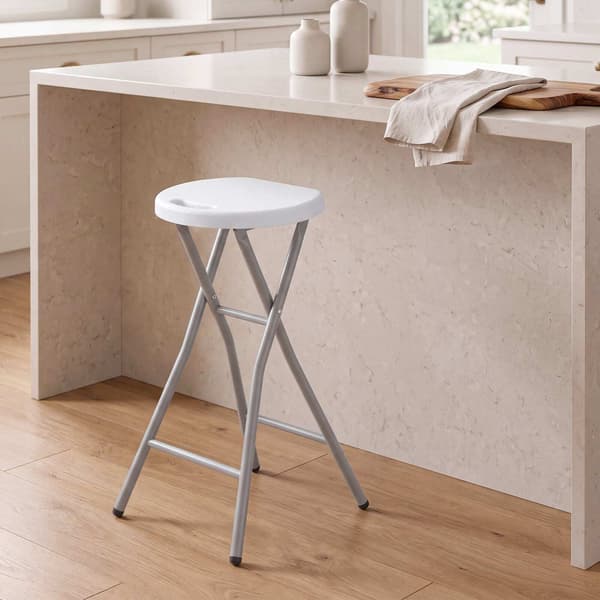 Sammenklappelig barstol med HDPE-sæde, 70 cm, hvid