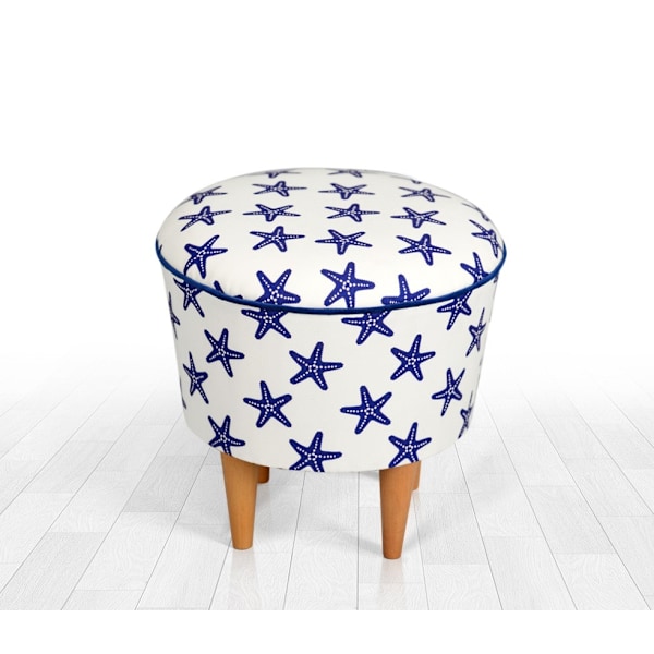 Pouffe Cunda v3 - sininen, valkoinen