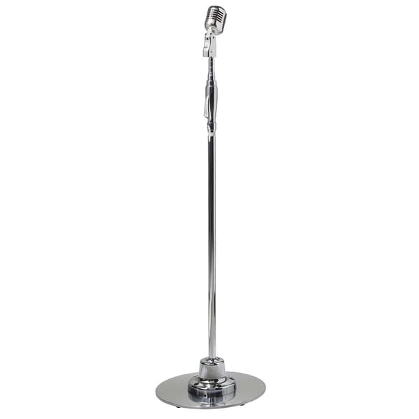 Retromikrofon med XLR, lydløs kontakt, forkromet finish