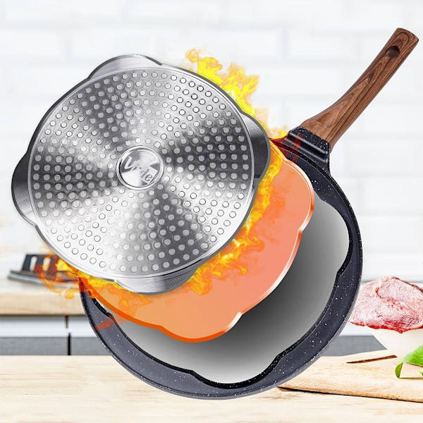 Granit stegepande 26 cm med fire huller til alle komfurer