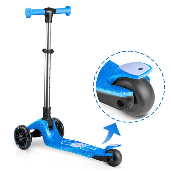 Børne 3-hjulet balancescooter med LED-lys, blå