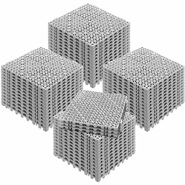Sammanfogade PVC-dräneringsgolvplattor, 55-pack, grå