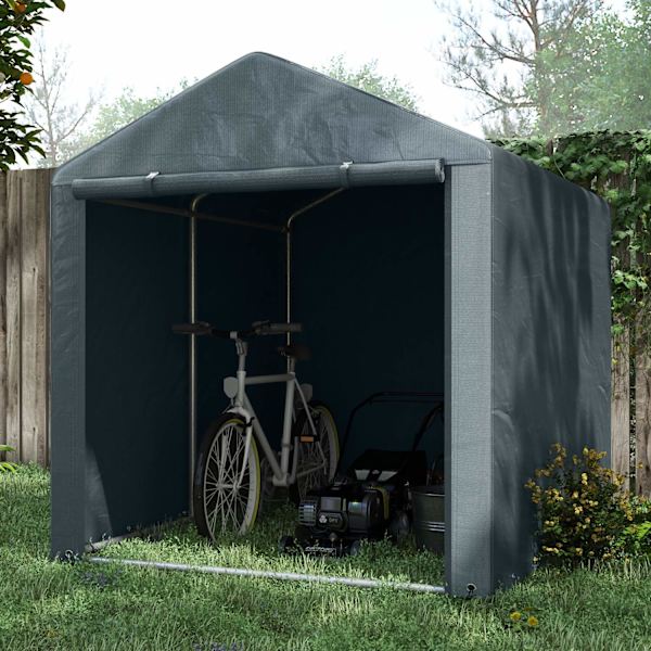 Garagetelt, 1,6 x 2,18 x 1,72 m opbevaringstelt med UV-beskyttelse, lynlåsdør, vandafvisende filmgarage til haveredskaber