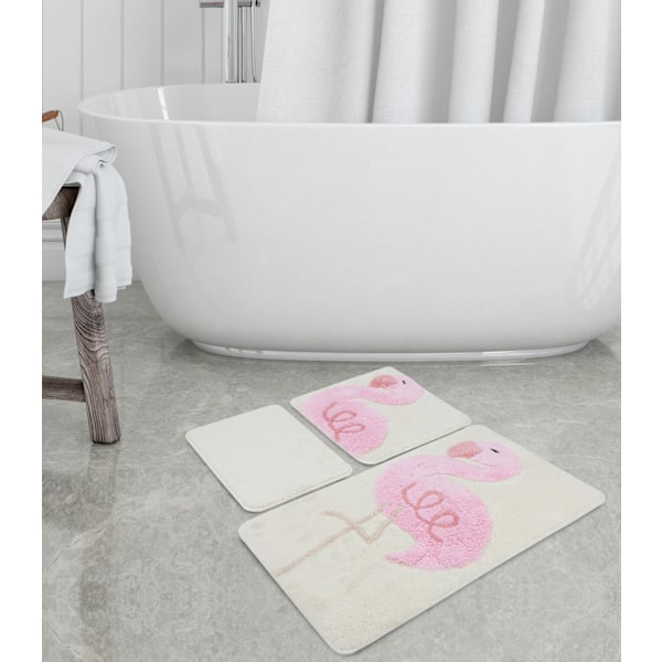 Akryl Badmatta Set (3 delar) Flamingo