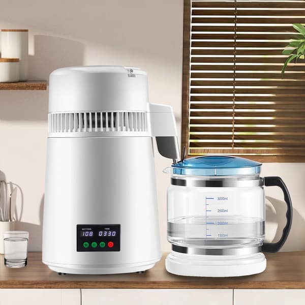 Bänkskåpsvattendestiller 4L, 1L/h, timer, temperaturdisplay