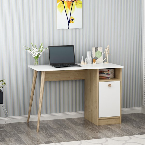 Study Desk Cannas - hvid, safir eg