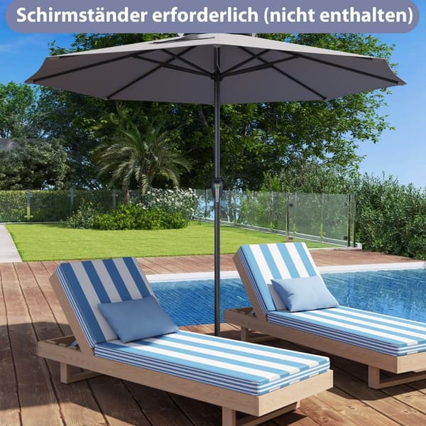 Terassivarjo 250 cm kammella, 8 uria, harmaa