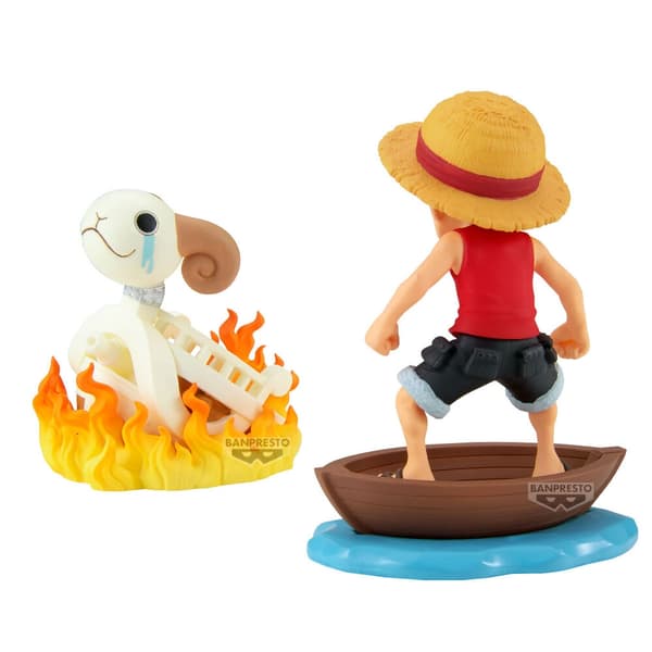 One Piece Luffy & Going Merry figur, 8 cm samleobjekt