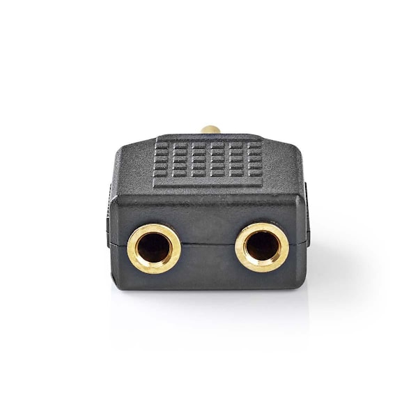 Stereo Audio Adapter | 3.5 mm Hanstik | 2 x 3.5 mm Hunstik | Guldplateret | Lige | ABS | Sort | 10 stk. | Plastikpose