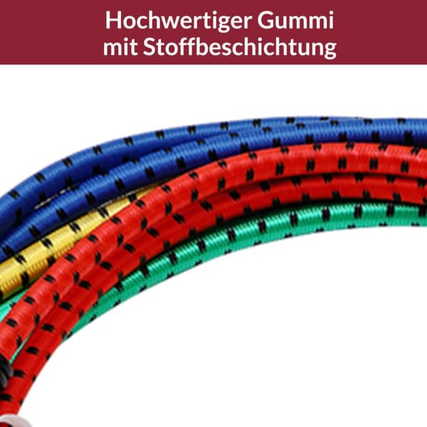 Elastiske elastiksnore, 8 stk., 40-100 cm, 8 mm diameter