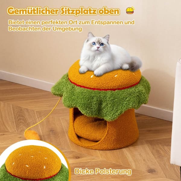Kattesenghule, hamburgerformet, plyshynde, orange