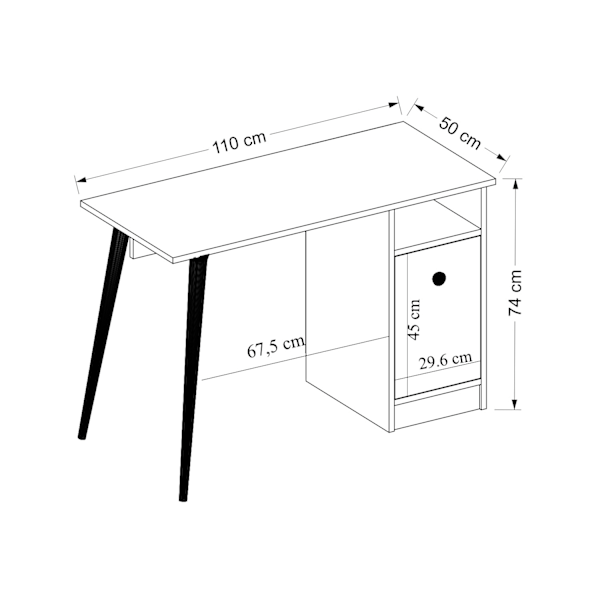 Study Desk Cannas - hvid, safir eg