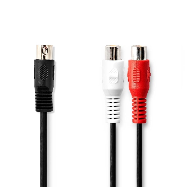 DIN Audiokaapeli | DIN 5-Pin uros | 2x RCA Naaras | Niklattu | 0.20 m | Pyöreä | PVC | Musta | Label