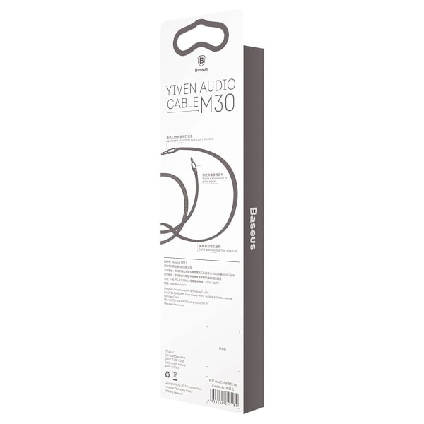 Yiven M30 stereolydkabel AUX 3,5 mm han mini-stik 1m sølv-sort