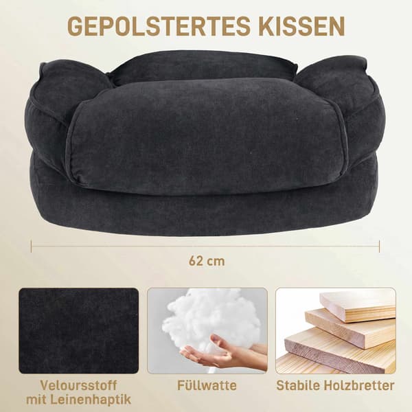 Ergonomisk kontorstol, fløjlslook, høj ryg, sort, 200 kg kapacitet
