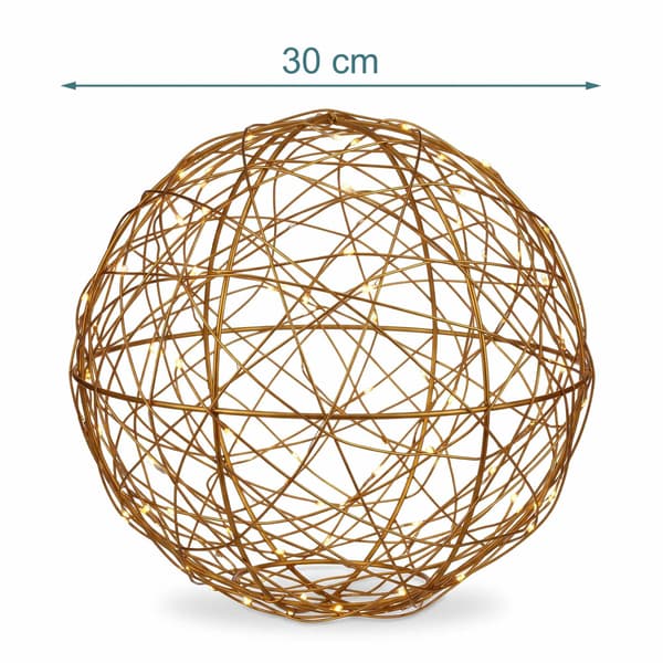 30 cm guldfärgad LED-dekorkula – varmvit ljuskula