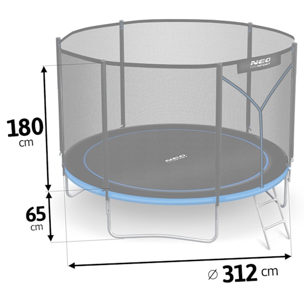 Trädgårdstrampolin 10ft/312cm med utomhusnät och stege Neo-Sport