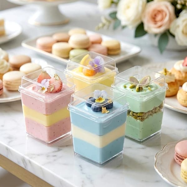 Dessertkoppar med lock, 160 ml, set om 4