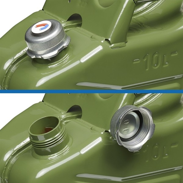 Jerry can 10L metalgrøn med magnetisk skruelåg UN- & TüV/GS-godkendt