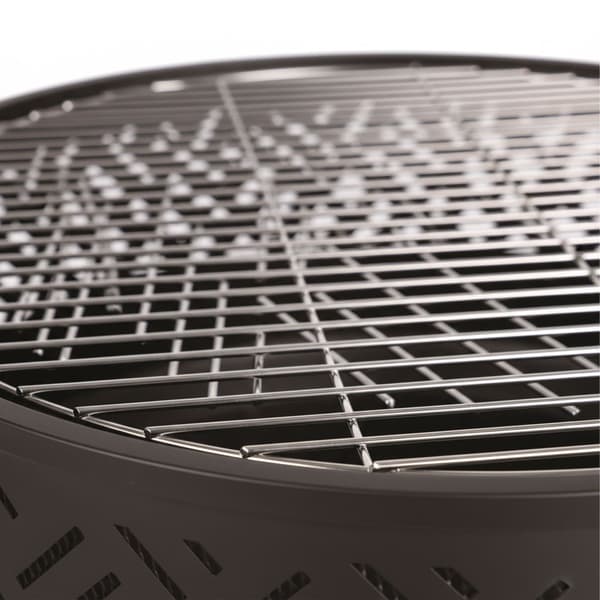 Bålskål med låg og grill – sort, til havebrug