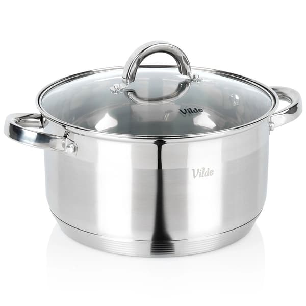 Rostfri kastrull med glaslock, 24 cm, 5,8 l