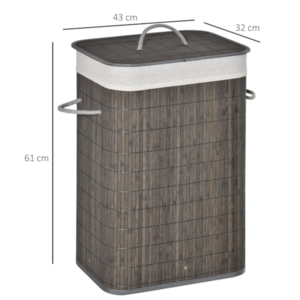 Bamboo Laundry Basket Slim kannella 83L pyykkikori kahvoilla, irrotettava pyykkipussi, pyykkikorit Pyykin lajittelija pesuhuoneeseen Kylpyhuone Makuuh