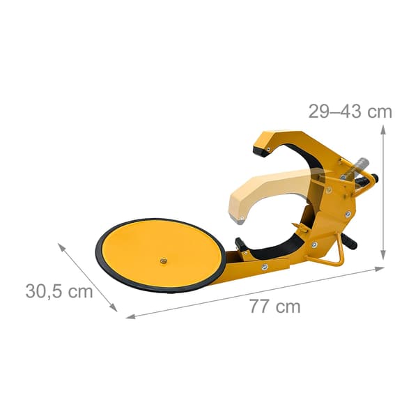 Hjulklem Tyverisikring, Stål, 15", Gul