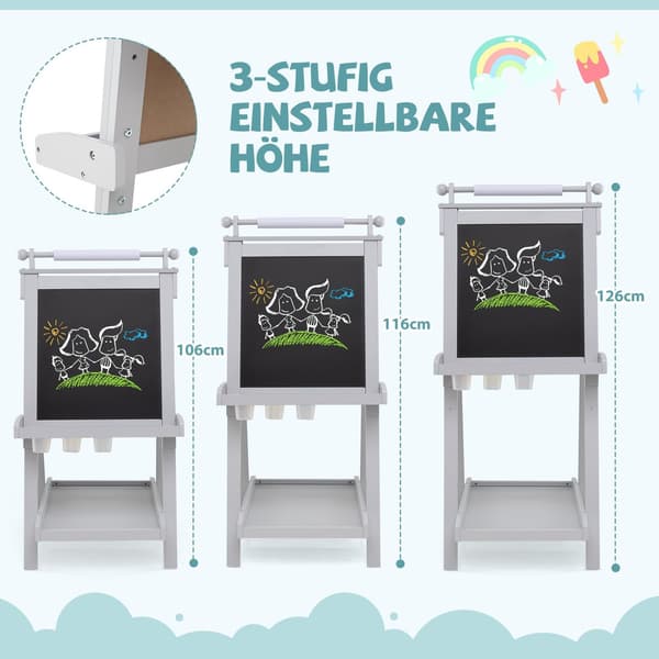Justerbart staffeli til børn med whiteboard og magnettavle
