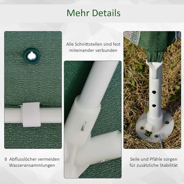 Trädgårdspaviljong paviljong partytält väderbeständigt tält med myggnät metall + polyestergrön 3 x 3 m