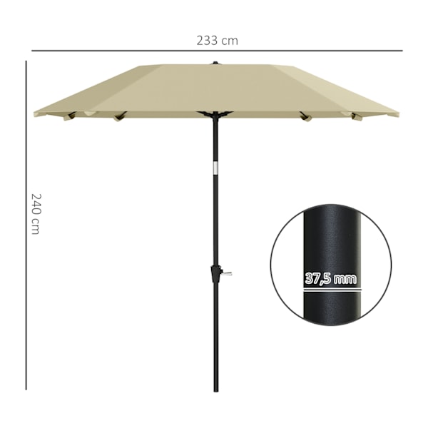 Parasoll Ø233 cm, parasoll med hopfällbar funktion, åttkantigt balkongparasoll, parasoll, vindtätt, stabilt marknadsparaply, vevparasoll, solskydd för
