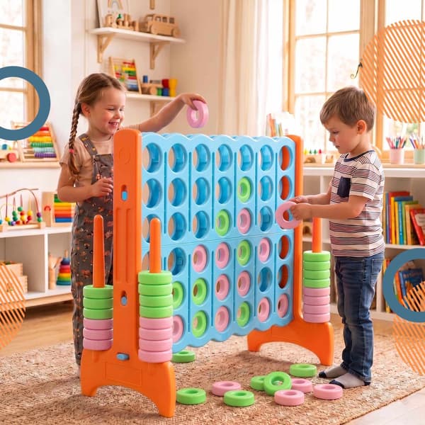 XXL Connect Four-spel – ljusblå-orange, plast