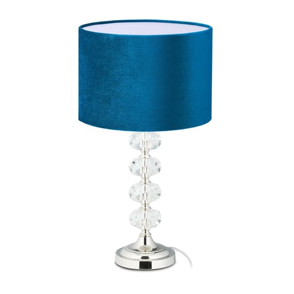 Bordlampe i krystal og fløjlsblå