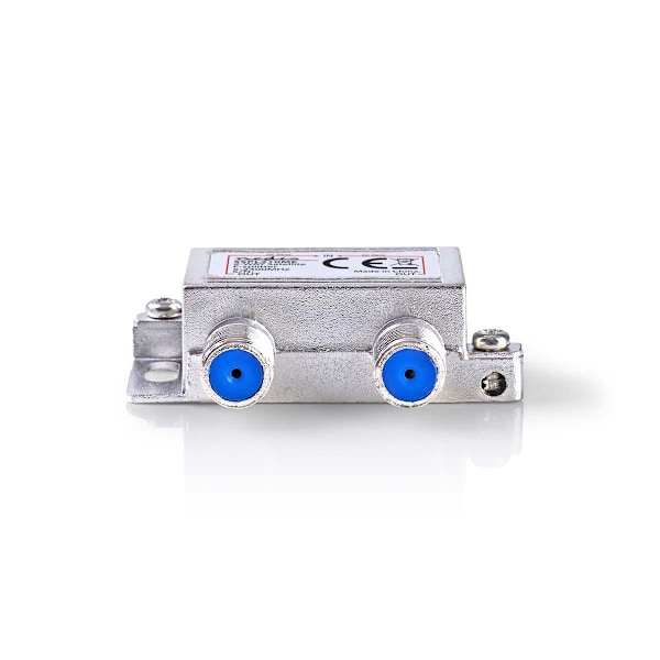Satellit Splitter | 5 - 2400 MHz | 6.5 dB | Antal input: 1 | Antal output: 2 | Impedans: 75 Ohm | Zinc | Sølv
