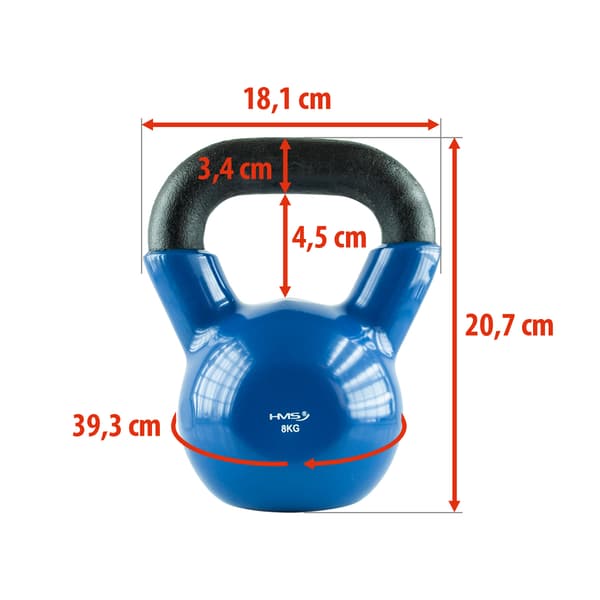 8 kg Støbejern Kettlebell – Blå