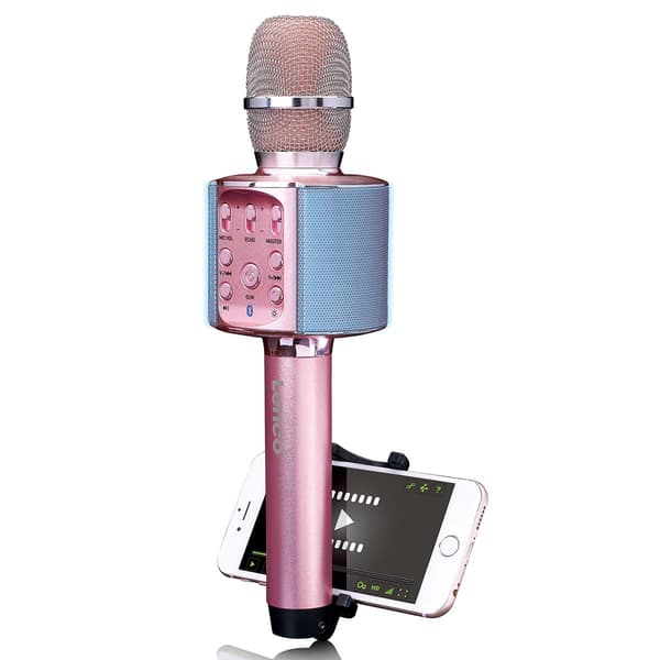Bluetooth Karaoke Mikrofon med Højttaler og LED-lys
