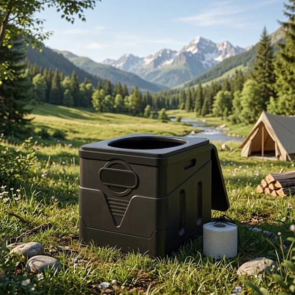 Bärbar campingtoalett, hopfällbar 20L, 12 påsar