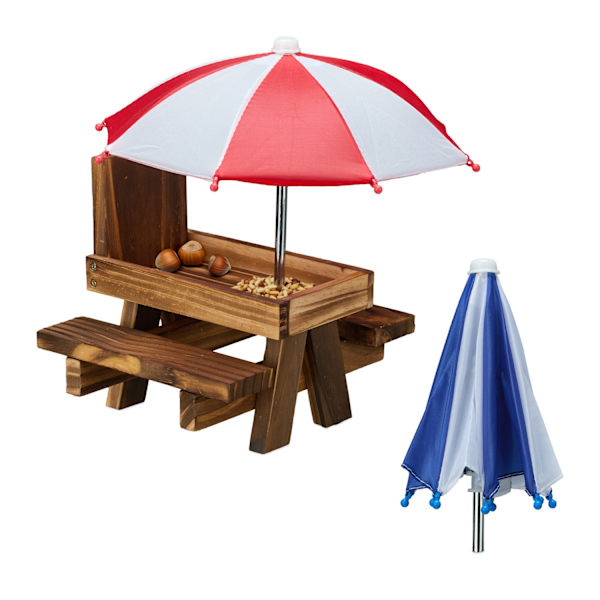 Egern picnic bordfoder med 2 paraplyer