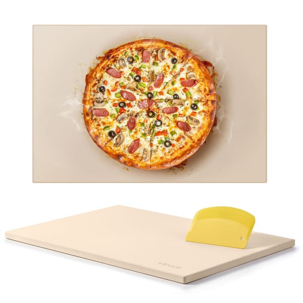 Rektangulær pizzasten, cordierit 20 x 14 tommer, 17 mm, skraber