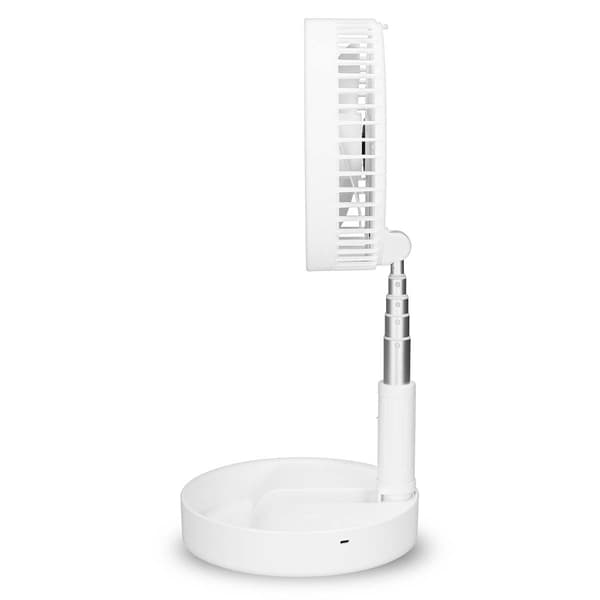 Bærbar genopladelig ventilator, 20 cm, 4 tilstande, hvid