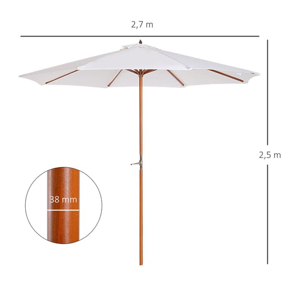 Træparasol Træparaply Haveparaply Balkonparasol 2,5 M Creme
