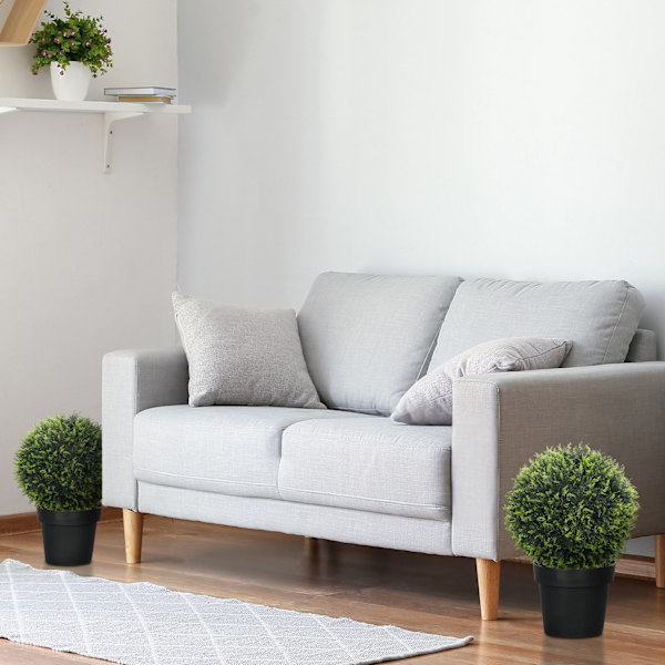 Set med 2 konstgjord ceder, 45 cm krukväxt, konstgjord växt, dekorativ växt, dekorativa växter för hem, kontor, hall, trädgård, grön